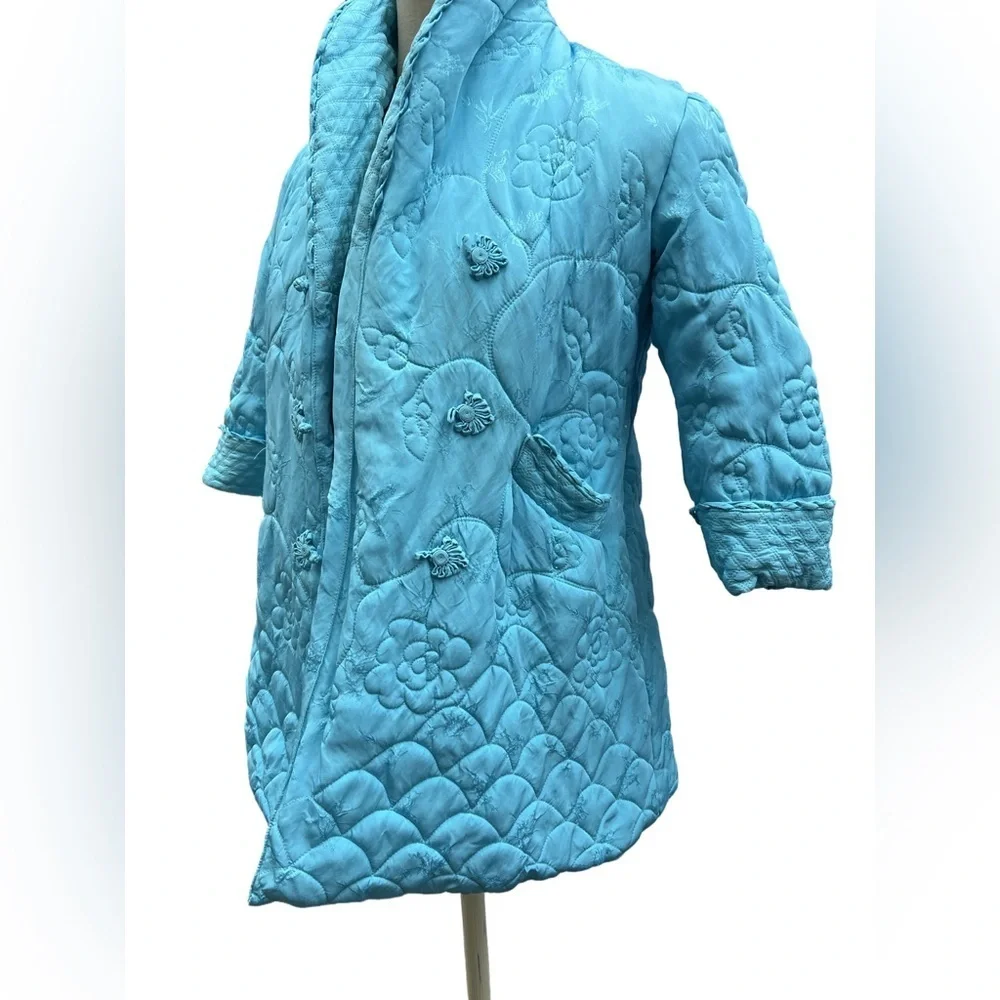 Vintage Peony Brand Blue Quilted Jacket Size 10 (Small)